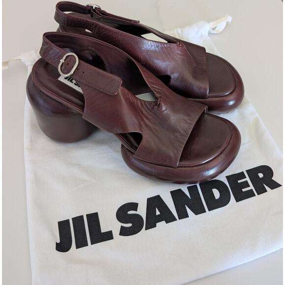 Jil Sander Ribes Leather Column Heel Slingback Sandals Women’s EU 36 US 6 Chic - Picture 3 of 9